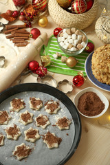 Process of making New Year cookies close-up