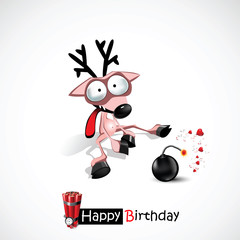 Fototapeta premium Happy birthday merry reindeer with gifts