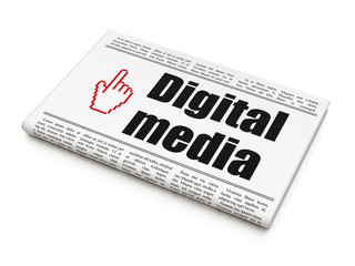 Marketing news concept: newspaper with Digital Media and Mouse C