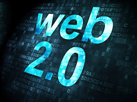 SEO web development concept: Web 2.0 on digital background