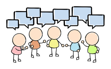 Group Conversation with Speech Bubbles