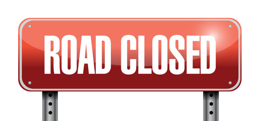 road closed road sign illustrations design