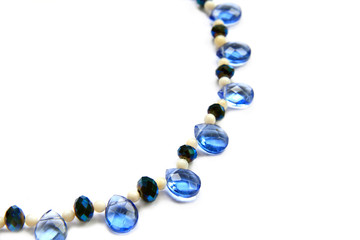 Decoration from transparent blue beads