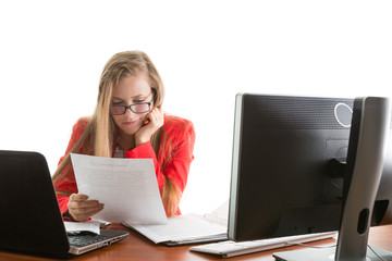 Businesswoman reading a document