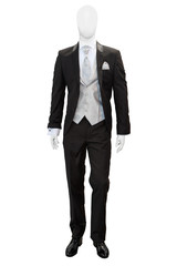 Business dark grey suite on mannequin isolated