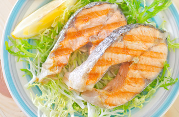 salmon and salad
