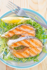 salmon and salad