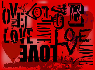 hearts and love grungy illustration, vector eps 10