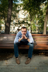 Man relaxing in the public garden