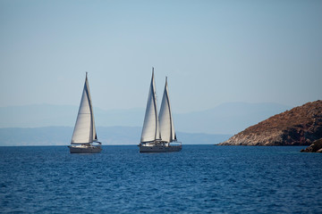 Sailing boats on the sea.