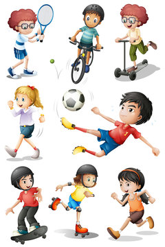 Kids engaging in different sports activities
