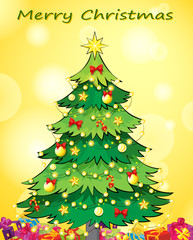 A christmas card template with a green christmas tree