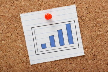 Simple Bar Chart on paper pinned to a cork notice board