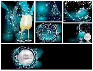 Merry Christmas background collections silver and blue