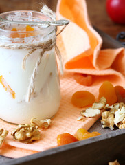 tasty and fresh yogurt in a jar