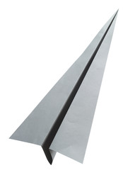 Origami gray paper airplane on white background