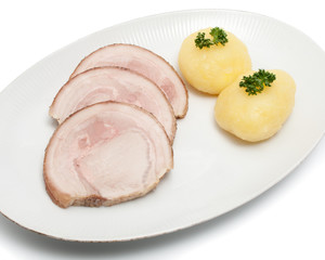 Spanferkelrollbraten, Kartoffelklöße