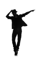 silhouette of male dancer isolated on white