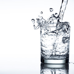 Water has a high speed and come out of the cup