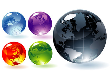 Color glossy globes. Vector.