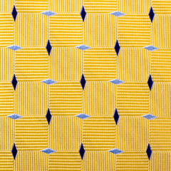 Abstract yellow cloth background with blue diamonds