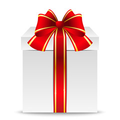 Gift box with red ribbon