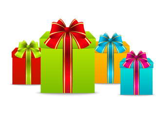 Color gift boxes on white