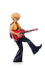 Fototapeta premium Male guitar player isolated on the white