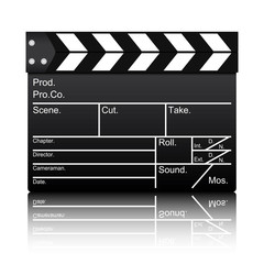 Film slate on isolated white background