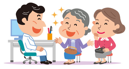 医師　高齢者　おばあさん　付き添い