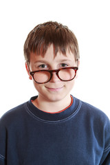 boy with glasses and low vision