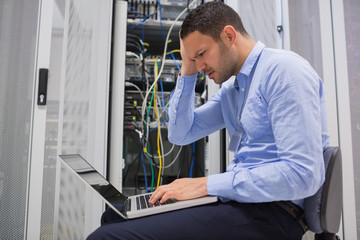 Technician becoming stressed over servers