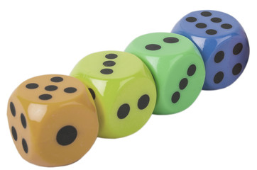 Colorful dices on white background