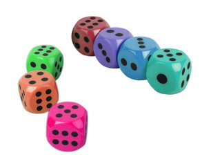 Colorful dices on white background