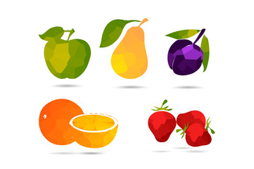 Fruits set  abstract isolated on a white backgrounds.
