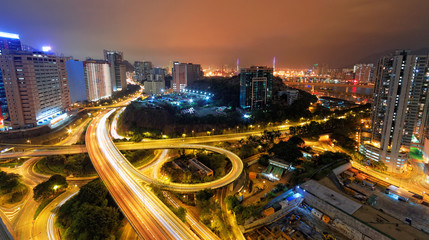 Fototapeta na wymiar busy traffic night in finance urban