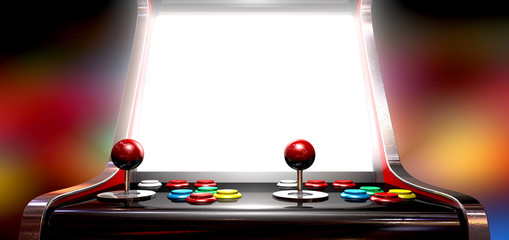 Arcade Game With Illuminated Screen - obrazy, fototapety, plakaty