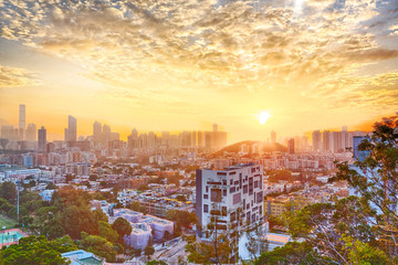 Fototapeta na wymiar Hong Kong modern city at sunset