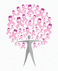 Breast cancer awareness ribbon woman tree shape vector file.