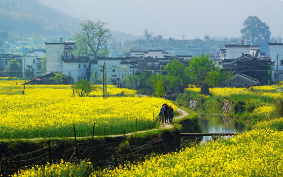 Rural landscape in wuyuan county, jiangxi province, china.