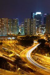Fototapeta na wymiar highway and traffic at night, hongkong