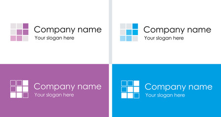 Logo with rectangles (purple and blue variants)