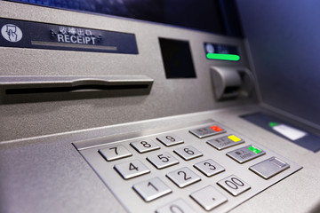 Close up of an ATM machine. Keyboard and insert card - 57303506