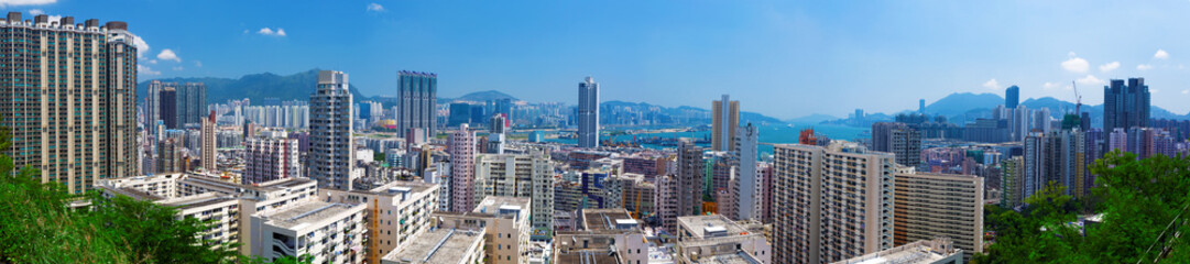 Fototapeta premium Hong Kong crowded building at day