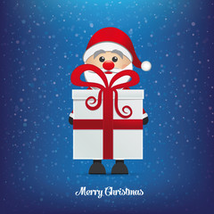 santa and gift winter snowy background