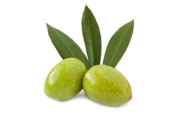 Green olives isolated