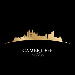 Cambridge England city skyline silhouette black background