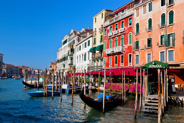 Venice Grand Canal and gondola small harbor