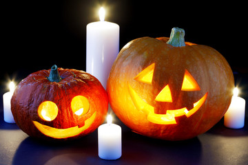 Halloween pumpkins and candles