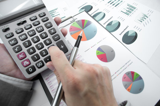 man hand with business report